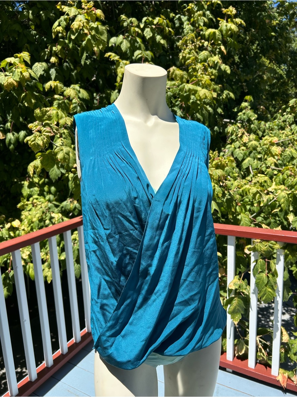 Teal Draped V-Neck Sleeveless Cami
